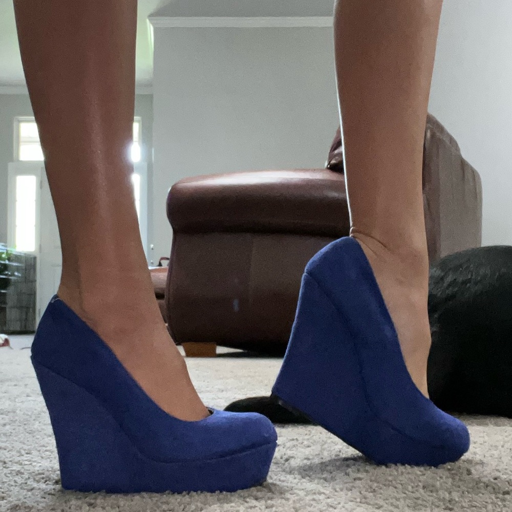 Blue Suede Wedges